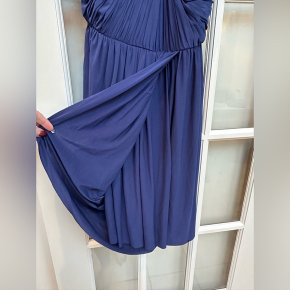 BCBGMaxAzria Christina Ruched Asymmetric Blue Drape Dress Women’s Size Medium M - Picture 9 of 15